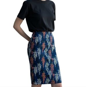 Boden Navy Floral Midi Pencil Skirt Size 4